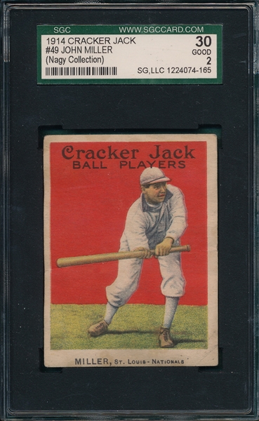 1914 Cracker Jack #49 John Miller SGC 30