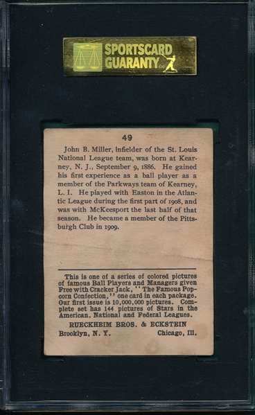 1914 Cracker Jack #49 John Miller SGC 30