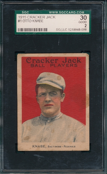 1915 Cracker Jack #1 Otto Knabe SGC 30 *Federal League*