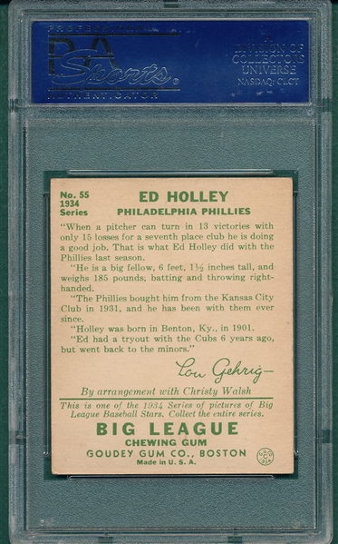 1934 Goudey #55 Ed Holley PSA 5