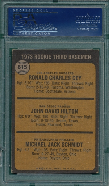 1973 Topps #615 Mike Schmidt PSA 4 *Rookie*
