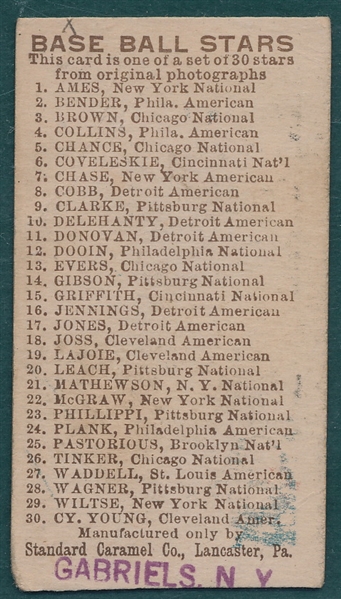 1910 E93 Dooin, Pastorius, Wiltse & Griffith Standard Caramel, Lot of (4)