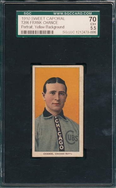 1909-1911 T206 Chance, Yellow Portrait, Sweet Caporal Cigarettes SGC 70