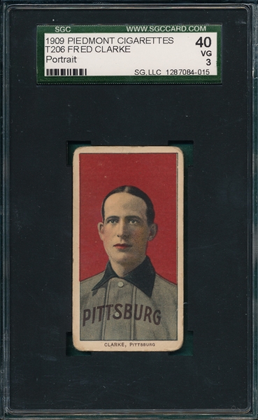 1909-1911 T206 Clarke, Fred, Portrait, Piedmont Cigarettes SGC 40