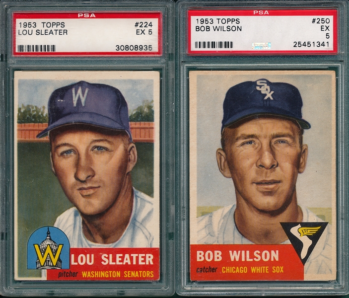 1953 Topps #224 Lou Sleater & #250 Bob Wilson, Lot of (2), PSA 5 *High #*