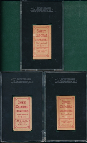 1909-1911 T206 Bridwell, Portrait W/ Cap, Bescher & Schulte Sweet Caporal Cigarettes, Lot of (3), SGC 10 *Presents Better*