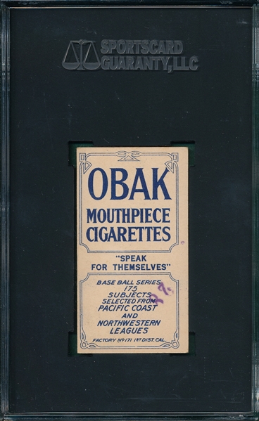 1910 T212-2 Howard Obak Cigarettes SGC 50 