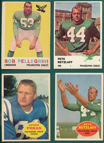 1959-61 Topps/Fleer FB, Lot of (105) 