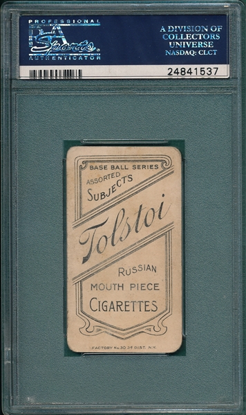 1909-1911 T206 Doyle, Joe, Tolstoi Cigarettes PSA 2