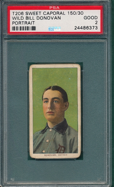 1909-1911 T206 Donovan, Portrait Sweet Caporal Cigarettes PSA 2