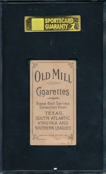 1909-1911 T206 Hooker Old Mill Cigarettes SGC 10