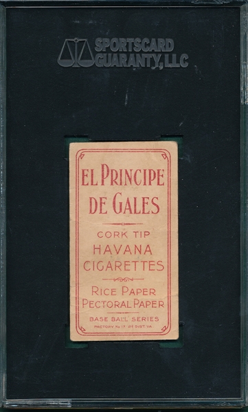 1909-1911 T206 Chance, Yellow Portrait, El Principe De Gales Cigarettes SGC 20