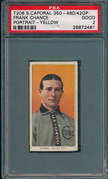 1909-1911 T206 Chance, Yellow Portrait, Sweet Caporal Cigarettes PSA 2