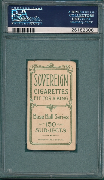 1909-1911 T206 Tinker, Portrait, Sovereign Cigarettes PSA 3