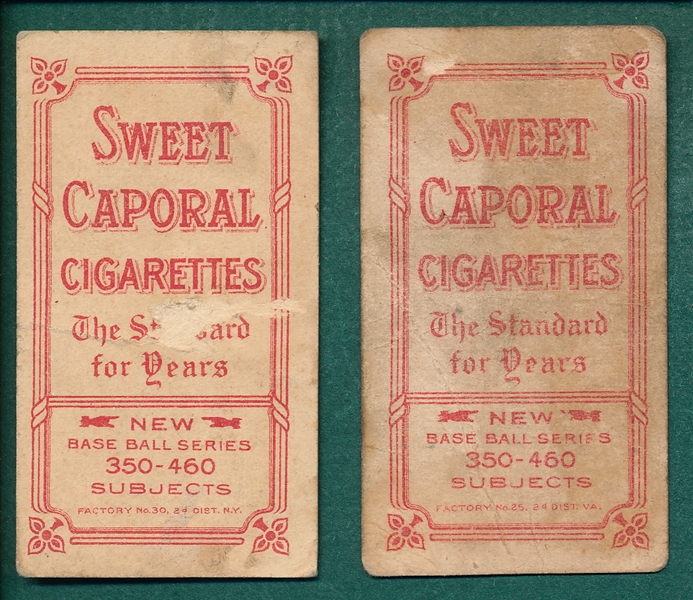 1909-1911 T206 Griffith, Batting, & Marquard, Throwing, Lot of (2), Sweet Caporal Cigarettes