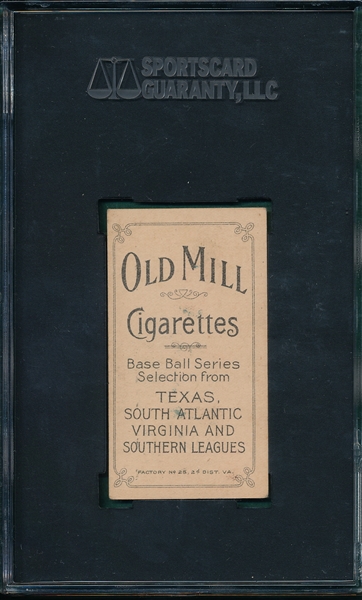 1909-1911 T206 Molesworth Old Mill Cigarettes SGC 60 *Southern League*