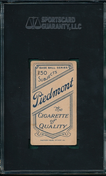 1909-1911 T206 Bergen, Batting, Piedmont Cigarettes SGC 20 *Presents Better*