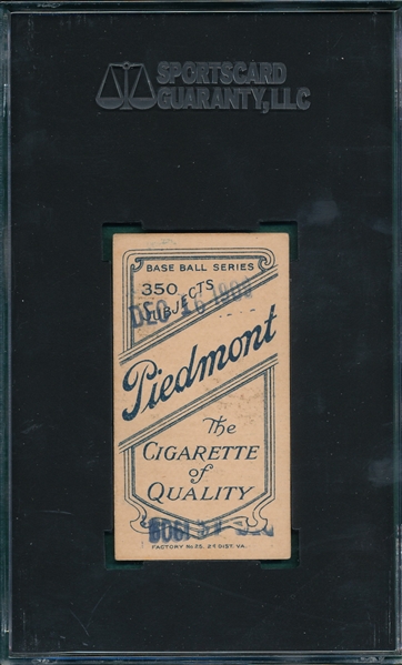 1909-1911 T206 Dunn, Jack, Piedmont Cigarettes SGC 20 *Presents Better*