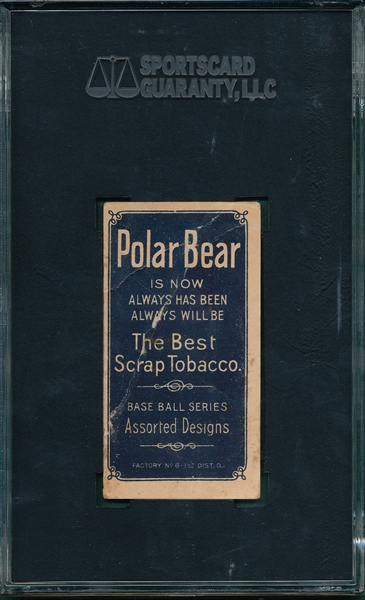 1909-1911 T206 Ball, Cleveland Polar Bear SGC 20 