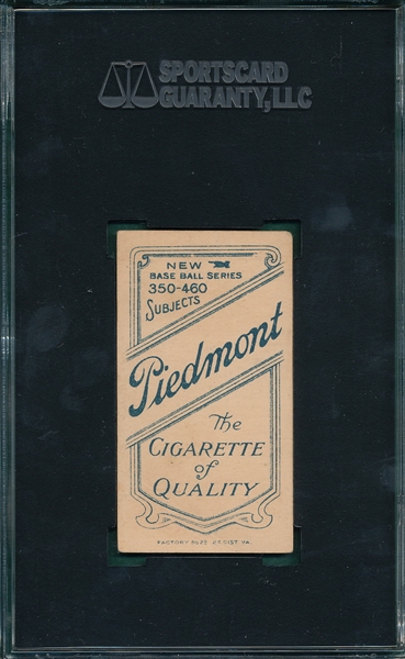 1909-1911 T206 Jordan, Batting, Piedmont Cigarettes SGC 35