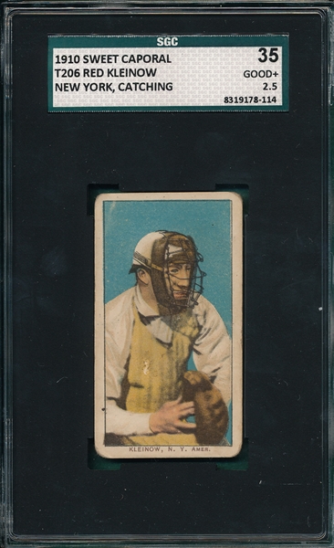 1909-1911 T206 Kleinow, NY, Catching, Sweet Caporal Cigarettes SGC 35