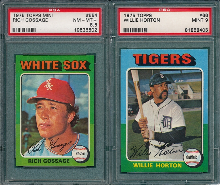 1975 Topps #66 Horton PSA 9 & Mini #554 Gossage PSA 8.5, (2) Card Lot