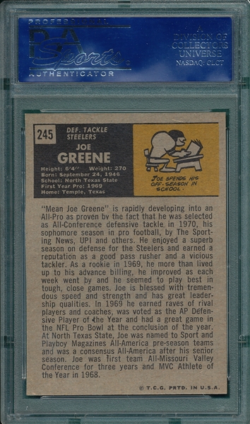 1971 Topps FB #245 Joe Greene PSA 7 *Rookie*