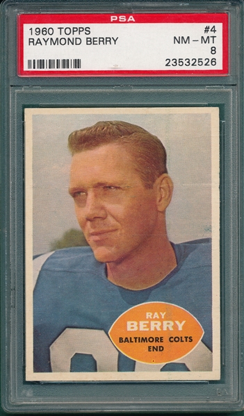 1960 Topps FB #4 Ray Berry PSA 8