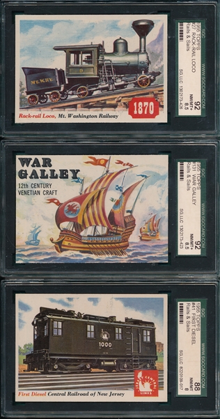 1955 Topps Rails & Sails #27, #41 & #131, Lot of (3) SGC 88/92