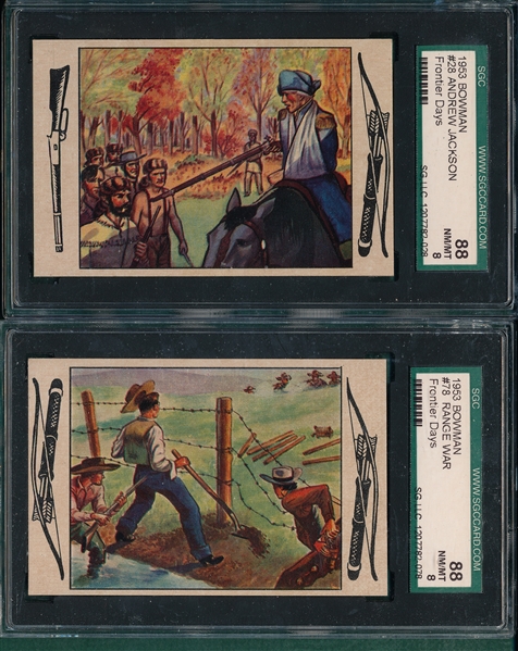 1953 Bowman Frontier Days #28 & #78, Lot of (2) SGC 88
