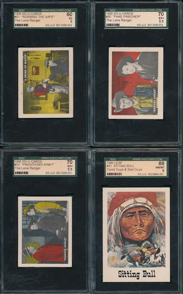 1950-66 Western Themed Cards, Lot of (6) W/ 66 Leaf Sitting Bull SGC 88
