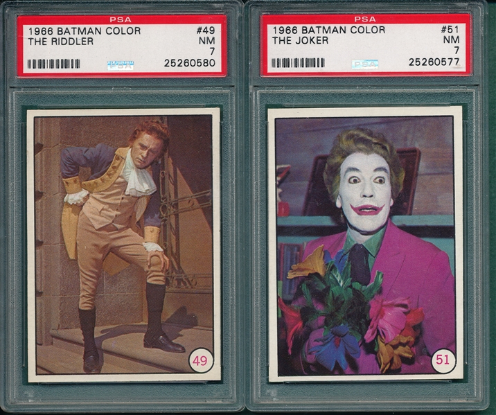 1966 Batman Color #49 The Riddler & #51 The Joker, (2) Card Lot PSA 7
