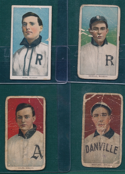 1909-1911 T206 Southern Leaguers, Lot of (4) W/ Coles