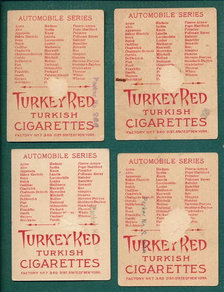 1910 T37 Automobiles Turkey Red Complete Set (50)