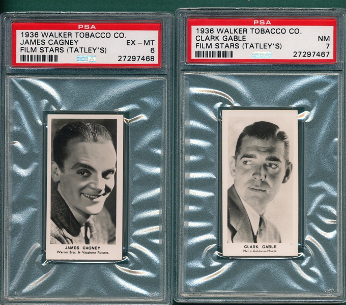 1936 Walker Tobacco Cagney & Gable, Lot of (2) PSA