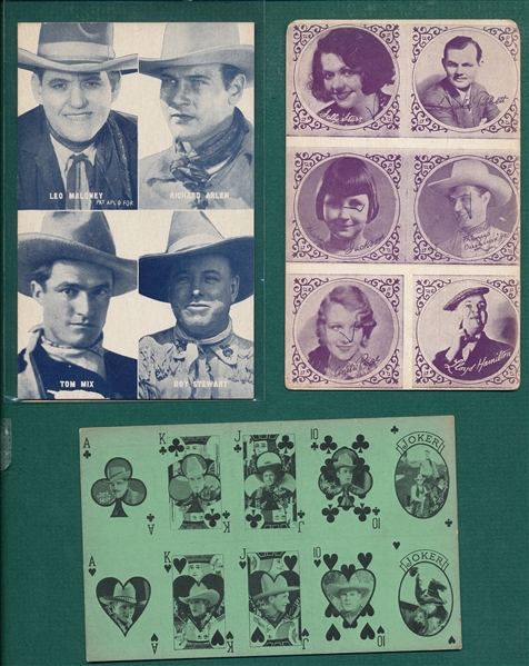 Rare 1920s-1930s Exhibit Multisubject Movie Star Cards, Lot of (3)
