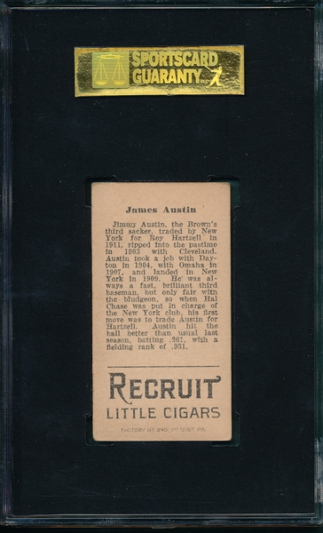 1912 T207 Austin, Insignia, Recruit Little Cigars, SGC 50