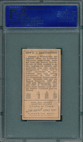 1911 T205 Abbaticchio Honest Long Cut PSA 6