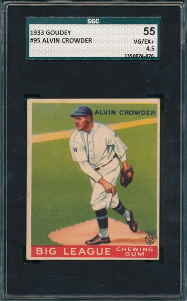 1933 Goudey #95 Alvin Crowder SGC 55
