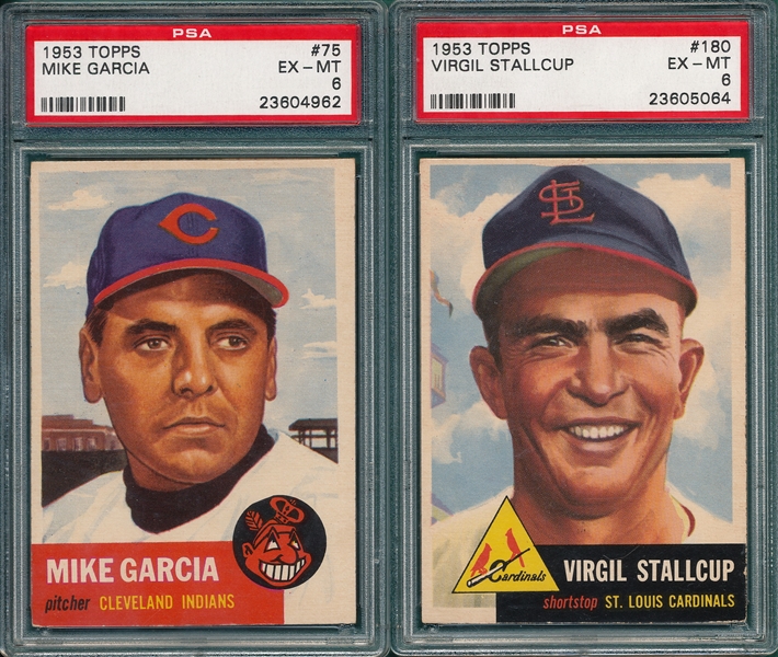 1953 Topps #75 Garcia & #180 Stallcup, Lot of (2) PSA 6