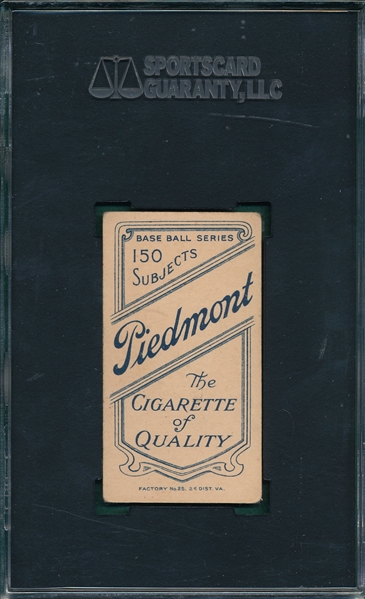1909-1911 T206 Overall, Portrait, Piedmont Cigarettes SGC 50