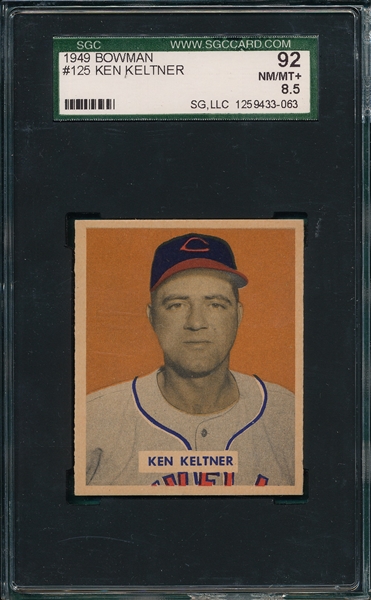 1949 Bowman #125 Ken Keltner SGC 92