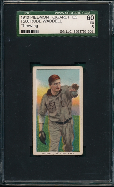 1909-1911 T206 Waddell, Pitching, Piedmont Cigarettes SGC 60