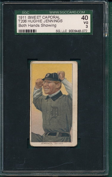 1909-1911 T206 Jennings, Both Hands, Sweet Caporal Cigarettes SGC 40