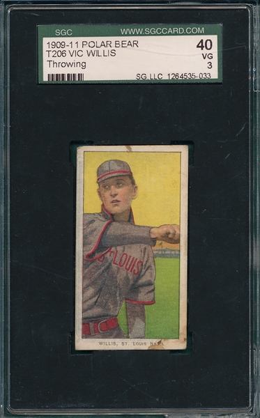 1909-1911 T206 Willis, Throwing, SGC 40