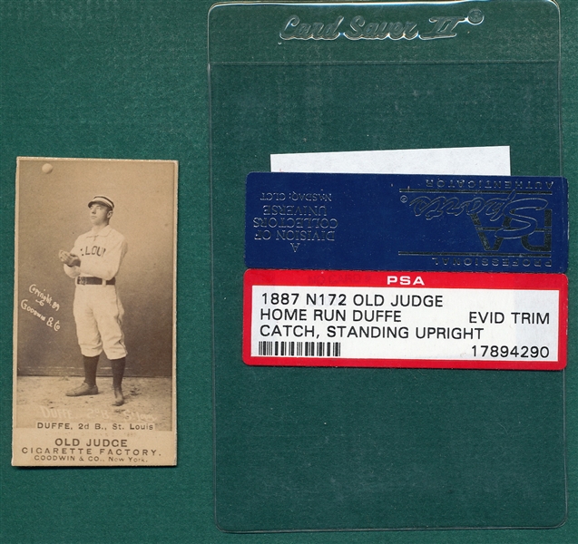 1887 N172 134-4 Home Run Duffe Old Judge Cigarettes *Clear Dark Image*