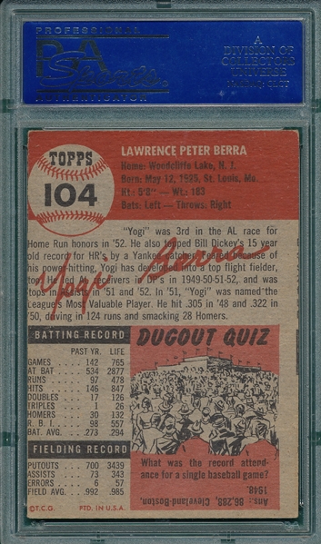 1953 Topps #104 Yogi Berra PSA 5 (MC)