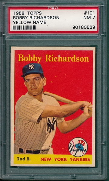 1958 Topps #101 Bobby Richardson PSA 7 *Yellow Name*