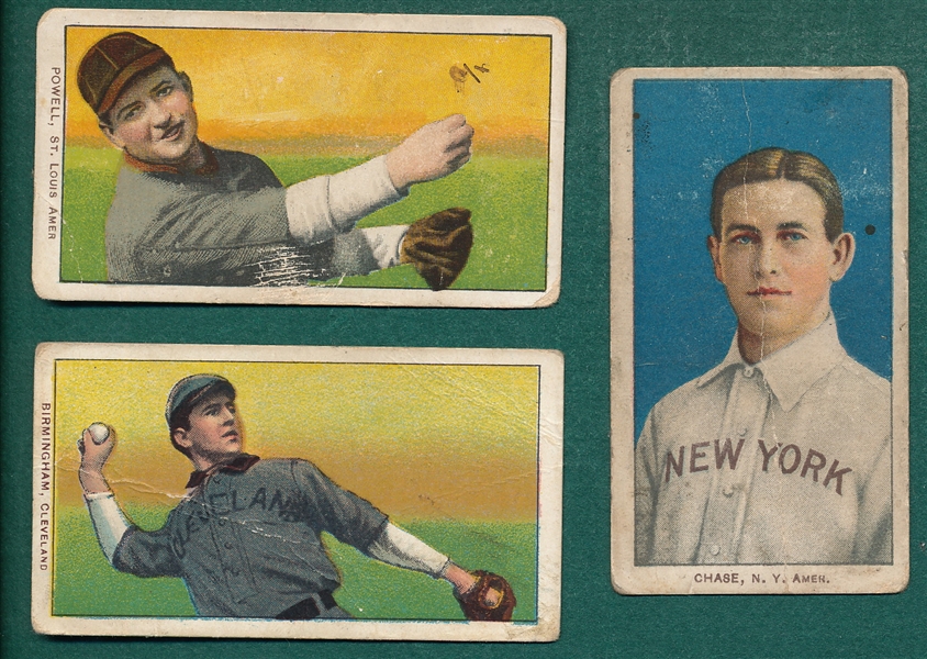 1909-1911 T206 Birmingham, Powell & Chase, Blue, Lot of (3)