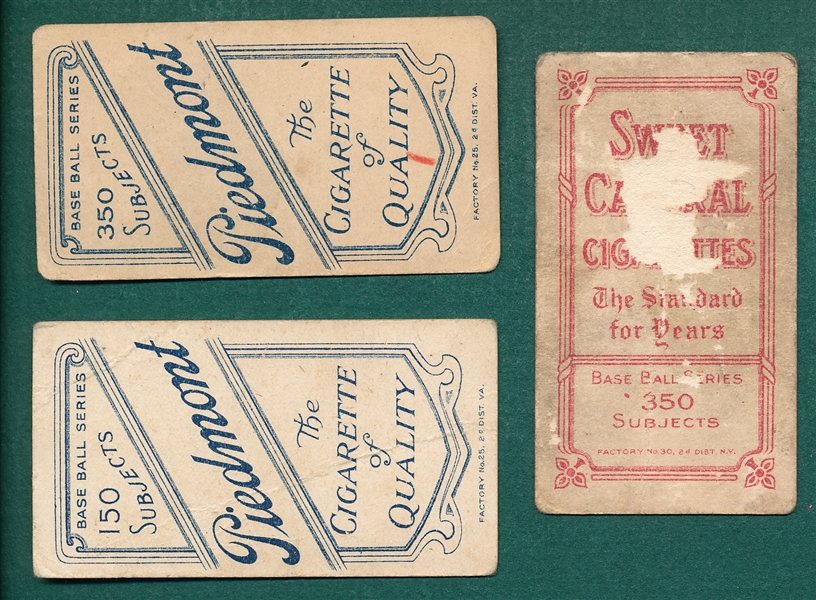 1909-1911 T206 Birmingham, Powell & Chase, Blue, Lot of (3)